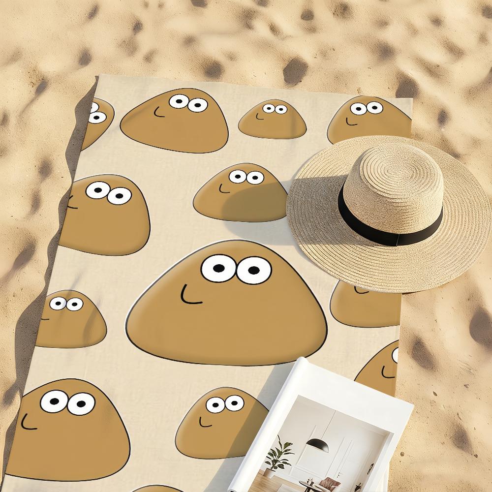 Игра Милый P-Pou Мультяшное Полотенце Мягкое Бассейн Подарок Для Путешествий Спортзал Душ Кемпинг Быстросохнущее Спорт Большие Пляжные Полотенца