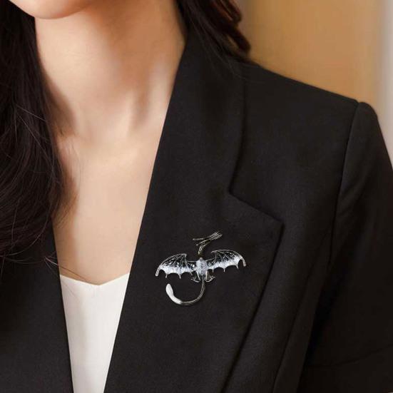 Unisex Dragon Shape Brooch Colorful Rhinestones Enamel Pin Suit Lapel Badge Clothing Jewelry Accessories