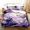 Murasaki Shion Bedding Set Single Twin Full Queen King Size Bed Set Adult Kid Bedroom Duvetcover Sets Anime Parure De Lit Bed