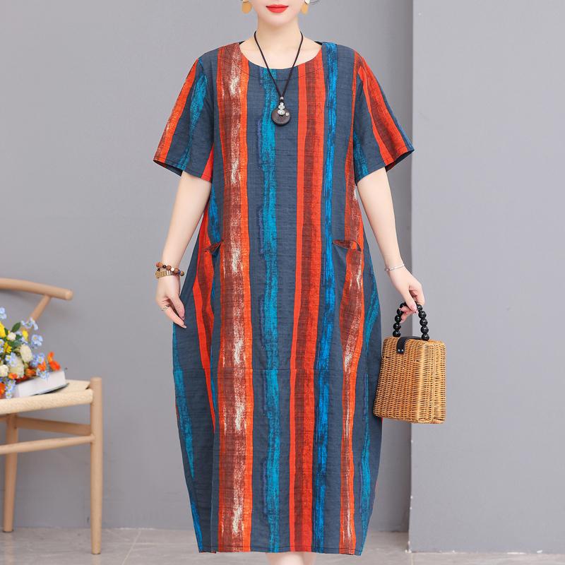Летнее длинное платье больших размеров, женские свободные элегантные женские винтажные платья с принтом