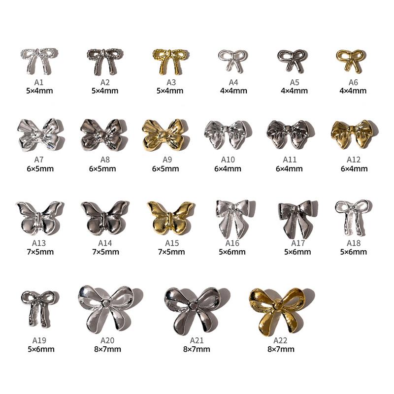 10pcs Luxury Kawaii Bow Nail Art Charms 3D Japanese Alloy Bow Tie Jewelry Nail Rhinestone Decoration DIY Accessories