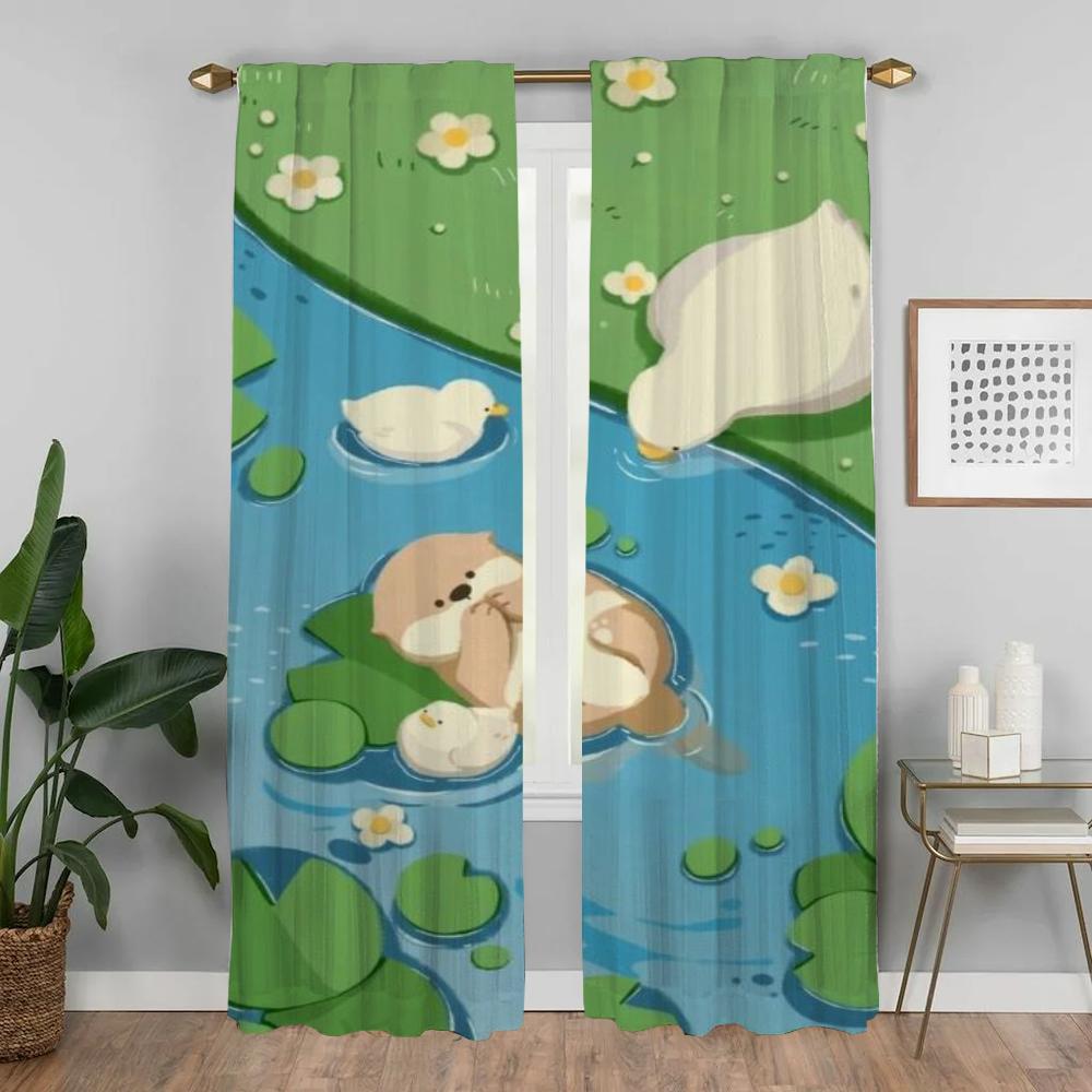 Summer Kitchen Curtains for Camera Modern Living Room Curtains 2 Pieces Tulle for Bedroom Shades Halloween Decoration Partition