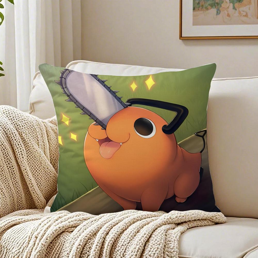 Fiery Japanese Manga CChainsaw Man Cushion Cover Pillowcase Antidustmite living Room Sofa Decor Cushion Room