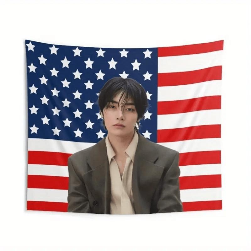 1 шт. SKZ Флаг США Яркий Гобелен Подарок для Фаната K-pop Группы Декор Стены Комнаты в Общежитии
