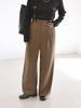 Caranciel Women's Wide-Leg Pants, Machine Washable, Check Pattern with Suspenders, Brown, Size 40 (Product Code: 613150011)