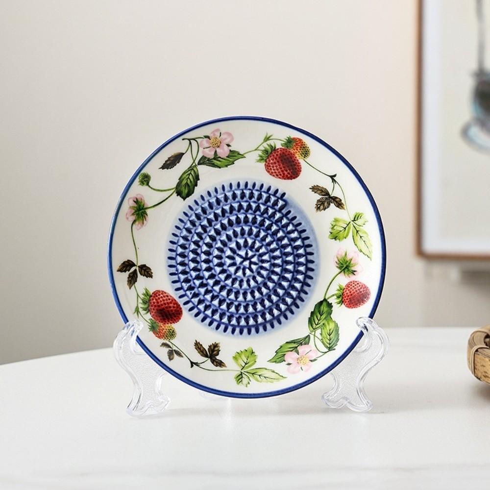 Round Plate Manual Garlic Masher Non-Slip Vegetable Grating Plate Ceramic Ginger Grater  Kitchen