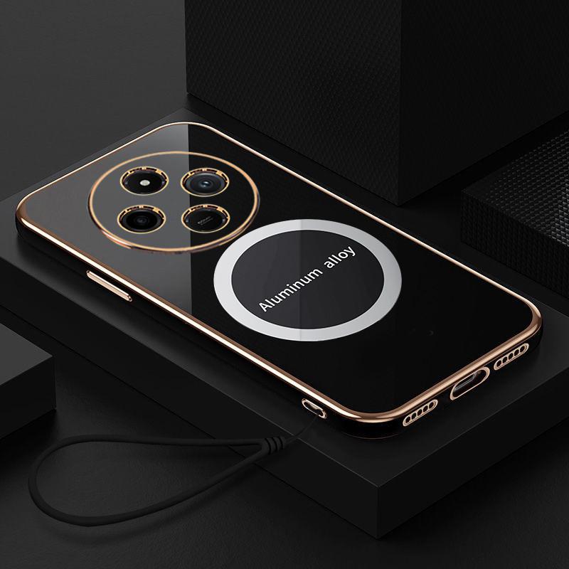 For Xiaomi Redmi 14C Case Redmi A4 A3 Pro Phone Case Luxury Square Plating Magnetic Attraction ShockProof Silicone Back Cover