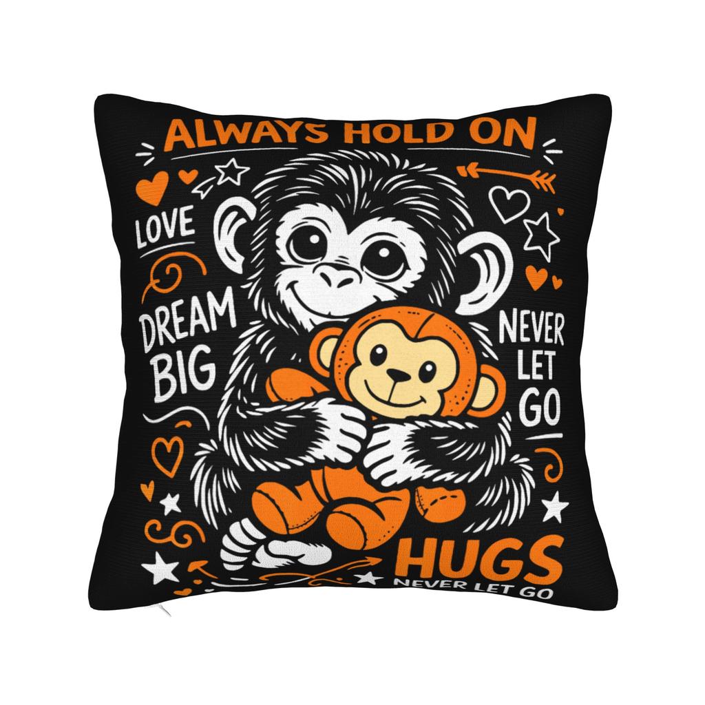 Retro Cute Monkey Punch Cute Monkey Baby Funny Animal Pillow Cover  Square Cushion Cover Pillow Case For Wedding Party Decor