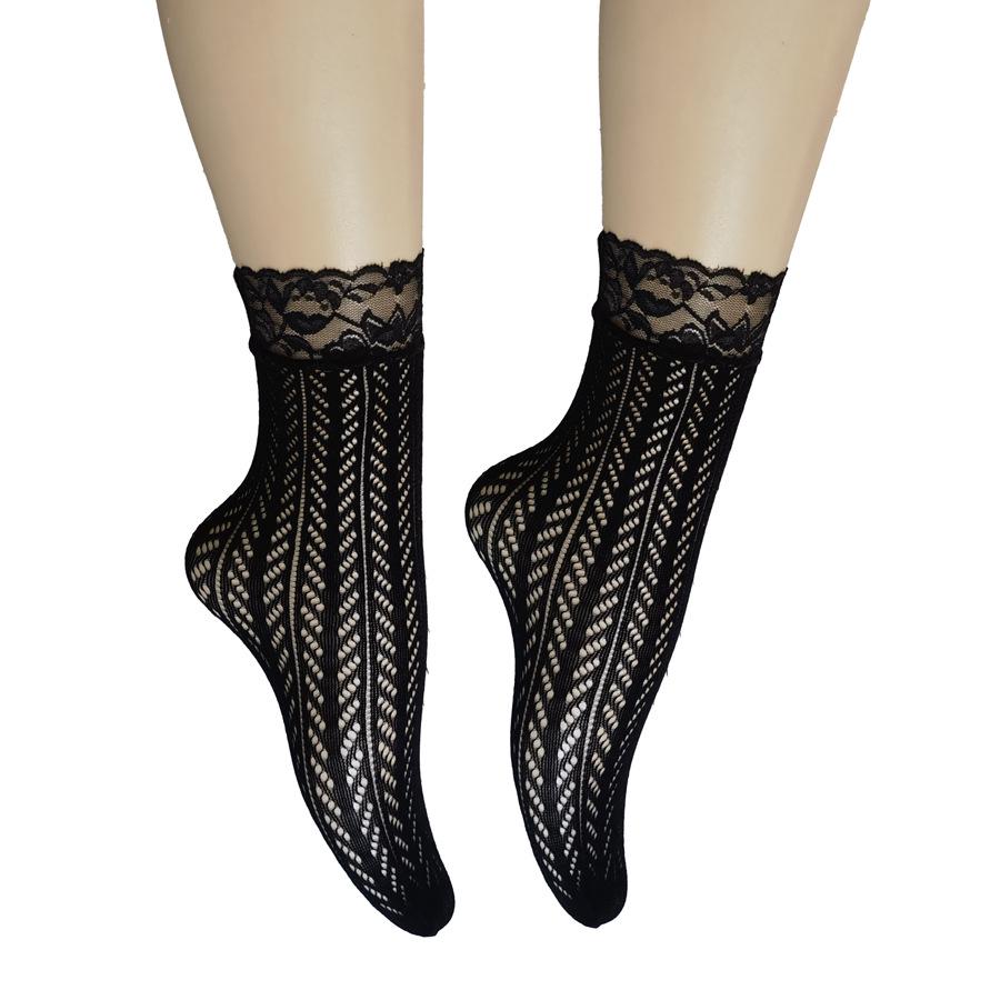 Летние кружевные носки-сетка до щиколотки Black Pearl - Дышащие, невидимые чулки больших размеров