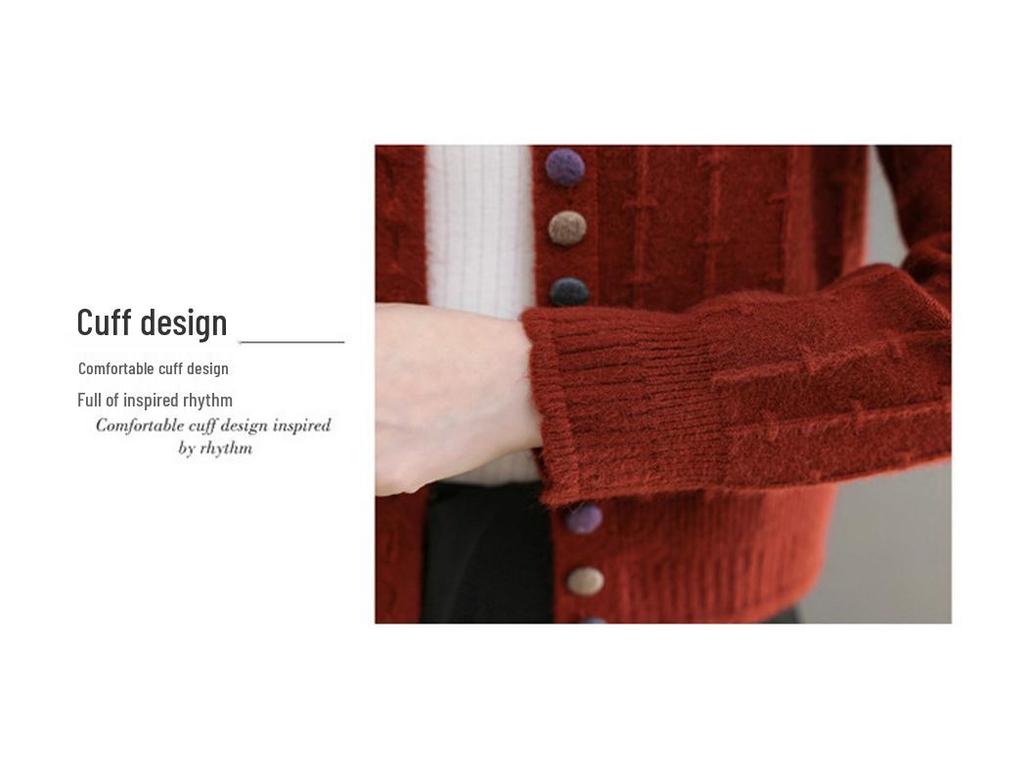 Counter Brand Women's Wool Knit Cardigan Short Jacket - Loose Fit, Autumn/Winter 2025 Style