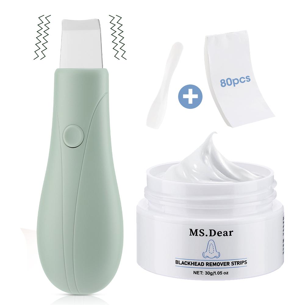 Набор для удаления черных точек Вибрационный скраб для кожи лица и патчи для носа от черных точек Инструмент для ухода за кожей Экстрактор черных точек Набор для очищения лица