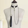 Women Faux Leather Collar Leash Chain Decor Adjustable Erotic Lover Necklace Cosplay Nightclub Party Choker Individual Neck Jewelry