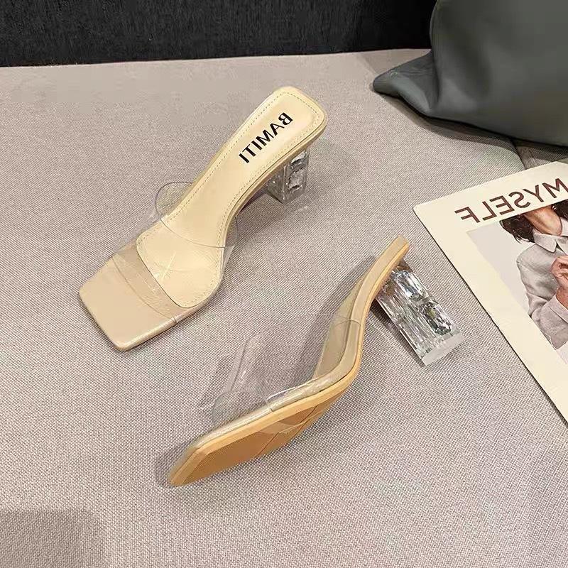 Прозрачная мягкая резиновая верхняя одежда с открытым носком женские босоножки весна-лето 2024 новые кристальные босоножки на высоком каблуке темперамент сексуальные босоножки на толстом каблуке