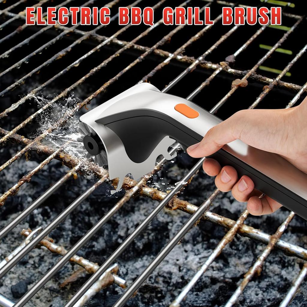 Electric Grill Brush Grill Cleaner Automatic Steam Grill Brush Rotating Brush Cleaner with Stainless Steel Bristles