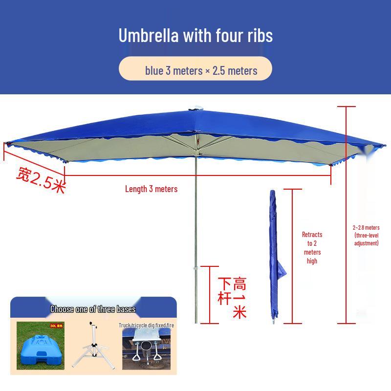 Large Rectangular Folding Patio Umbrella with Canopy Sun Protection