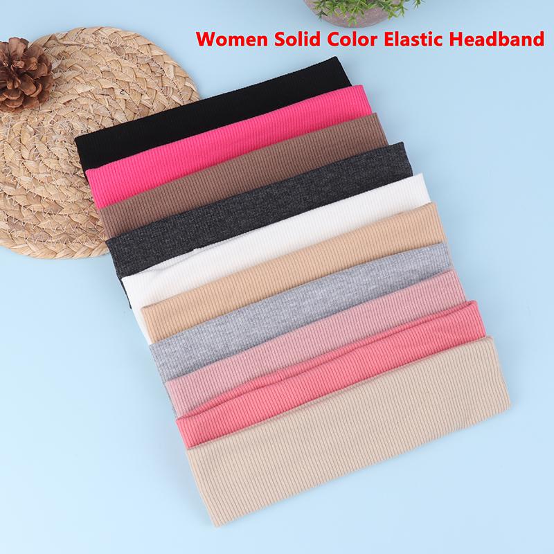 Women Solid Color Elastic Headband Soft Sports Yoga Sweatband Headwrap Wide Makeup Hairband Simple Hair Accessories