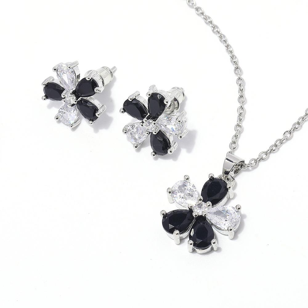 Маленький цветок циркон серьги комплект ожерелье Высококачественные сказочные аксессуары многоцветный дополнительный комплект ювелирных изделий для женщин