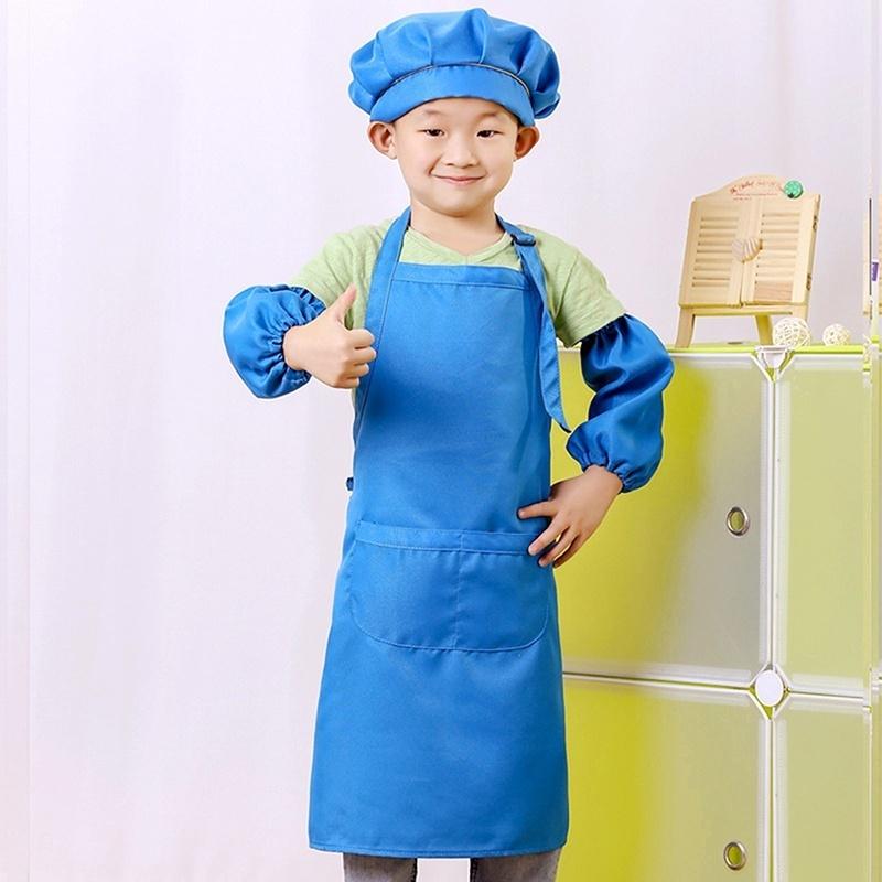 Милый детский фартук для детей 3-6 лет, однотонный, для кухни, готовки, выпечки, рукоделия, творчества, фартук-нагрудник LS