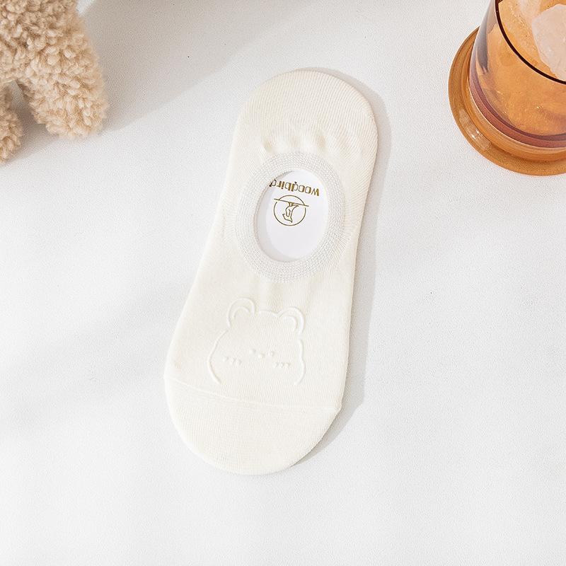 1/3 пары женских носков-лодочек с медвежьим узором, Нескользящие, не падающие невидимые носки, тонкие носки