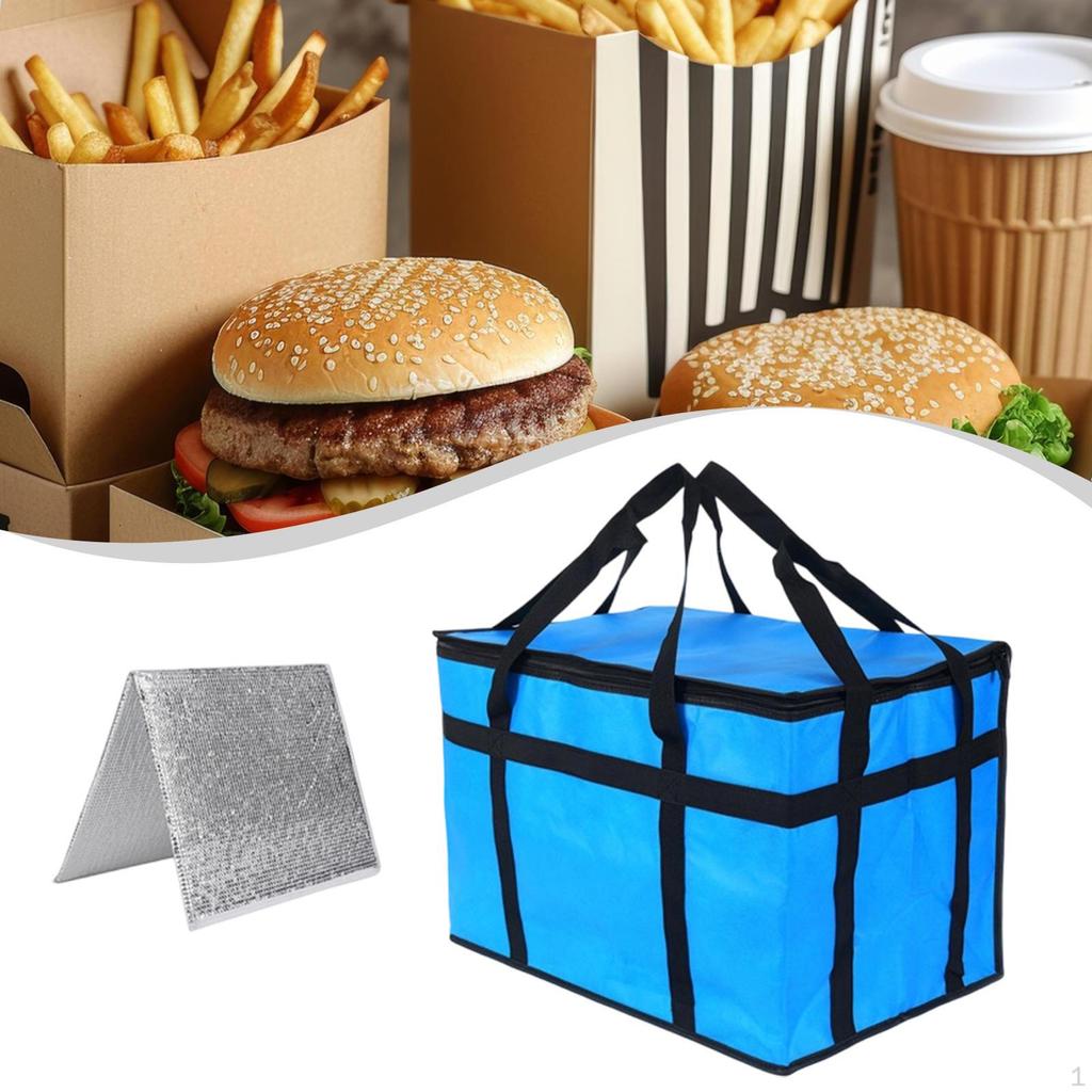 Insulated Food Delivery Bag Lightweight Pizza Warmer Camping Travel Shopping blue