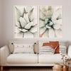 Succulent Set of 2 Canvas Prints Cactus 2 Pieces Wall Art White Succulent Poster Boho Neutral Wall Art Botanical Photography