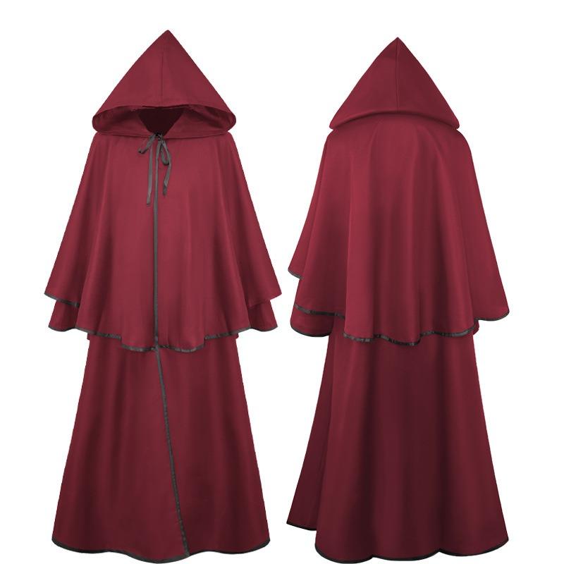 Halloween Adult Men's Medieval Retro Grim Reaper Cape Robe Wizard Cape Costume