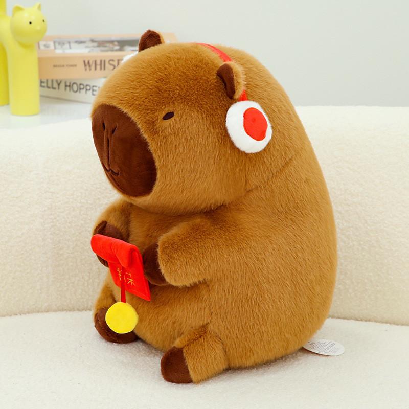 Packet Capybara Red The God Of Wealth Plush Toy Cartoon Stuffed Doll Kids Gift