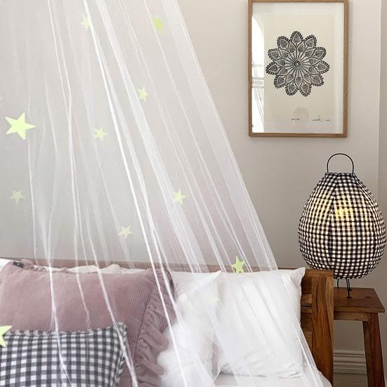 Навес для кровати, простая установка, дизайн с флуоресцентными звездами, детская комната, круглый верх, детская кроватка, палатка, товары для дома