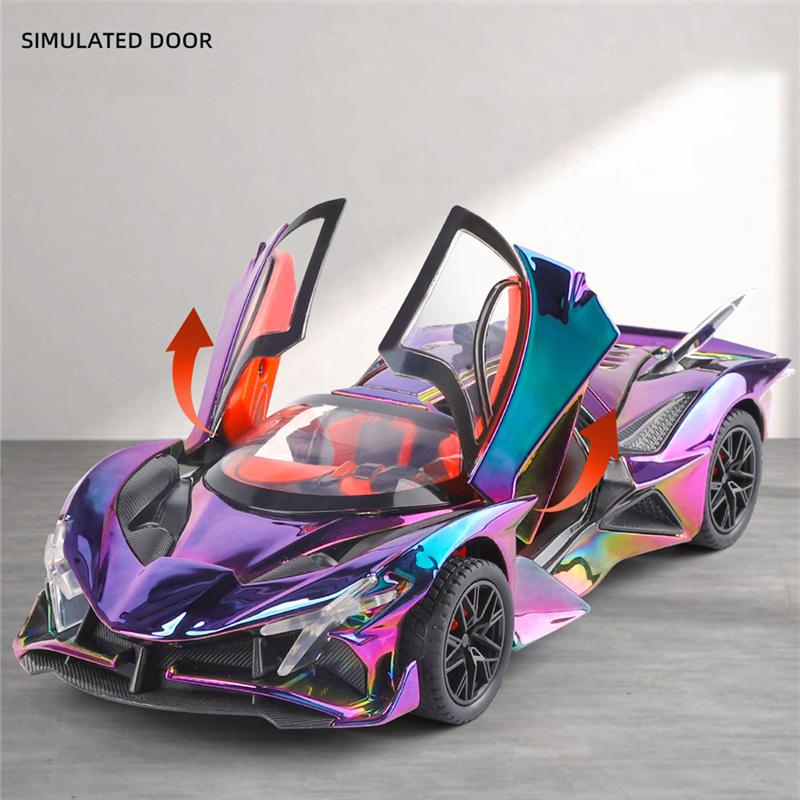 1/24 Apollo Project EVO Модель спортивного автомобиля из сплава Литые металлические Гальванизированные Гоночные автомобили Модель транспортных средств Звук Свет Детская игрушка Подарок