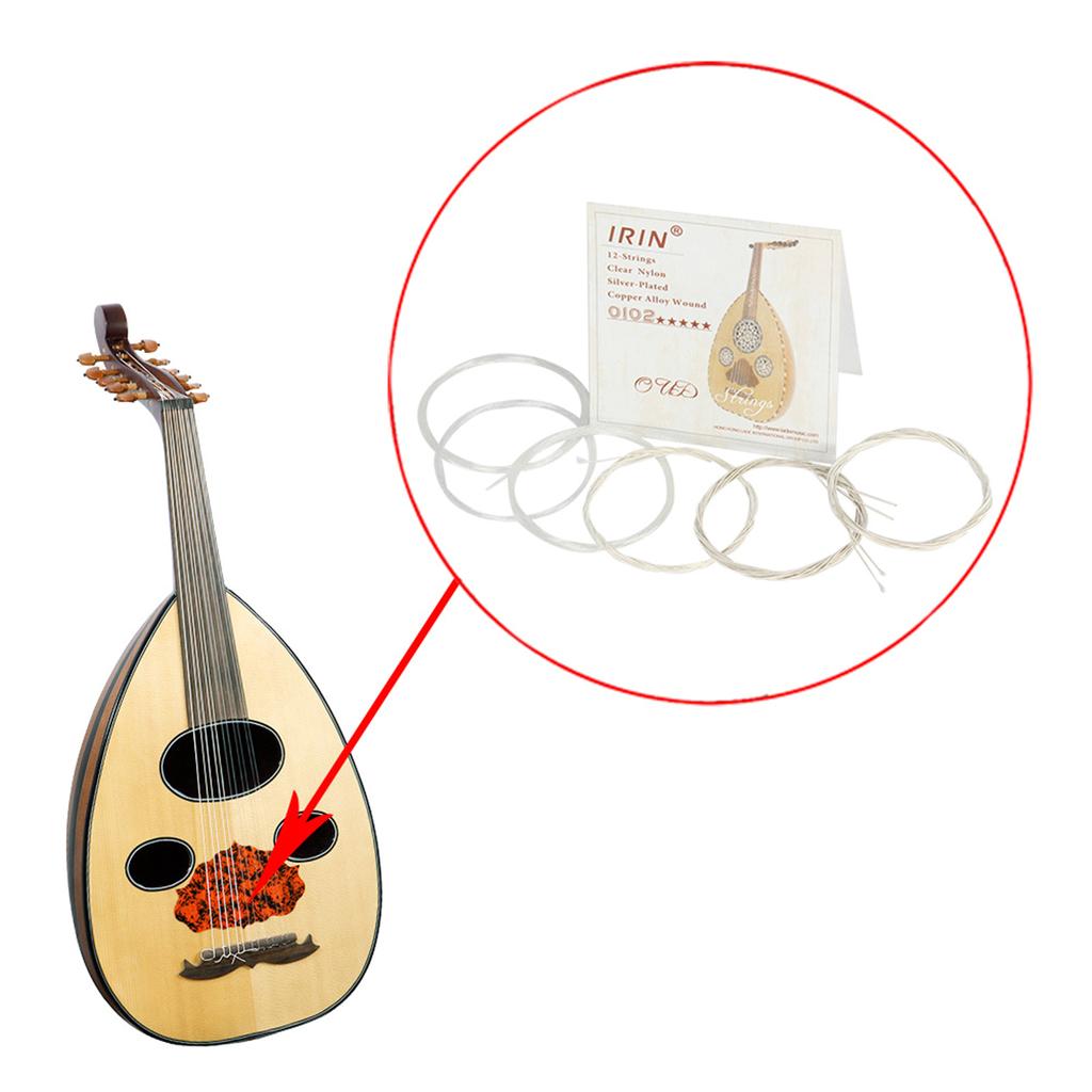 Arabic Oud Strings,Replacement Oud Strings Set String Instrument Accessory Nylon Silver Plated Copper Alloy Wound String