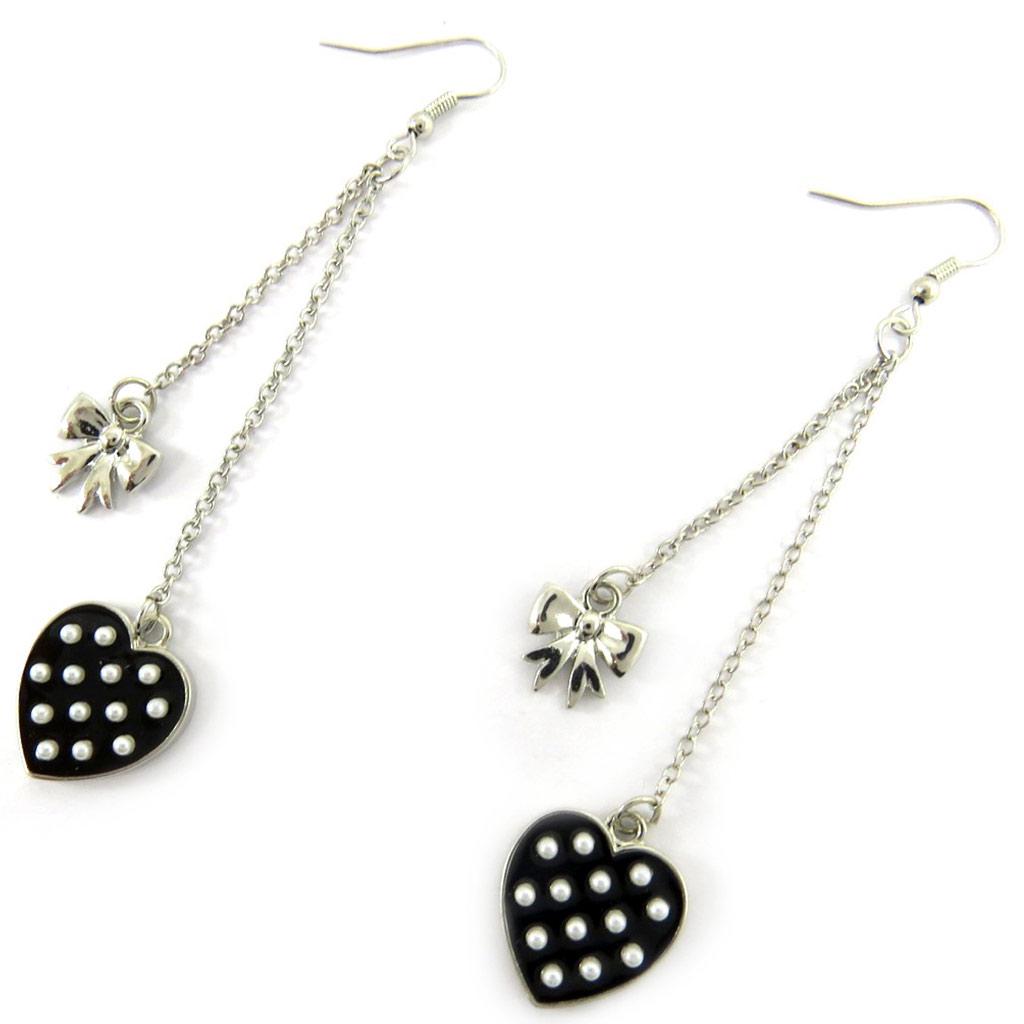 Les Trésors De Lily [L5615] - Black 'Love' Designer Earrings