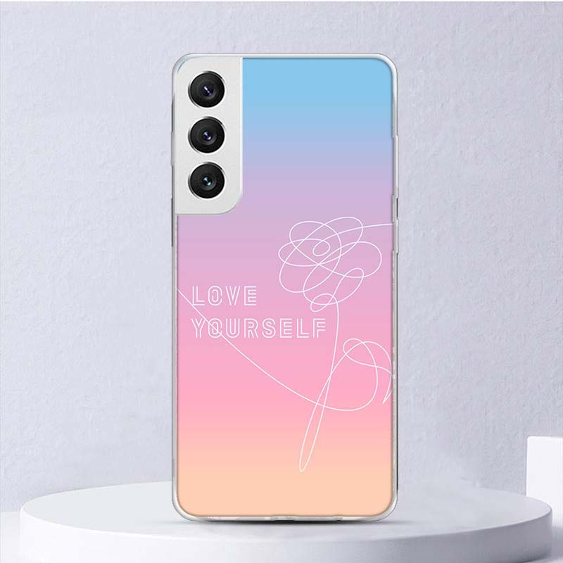 Люби Себя Цветочное Сердце Линия Kpop Мягкий Чехол Для Samsung Galaxy S25 S24 S23 S22 Ultra Чехол Для Телефона S20 FE S21 Plus S25Ultra S24