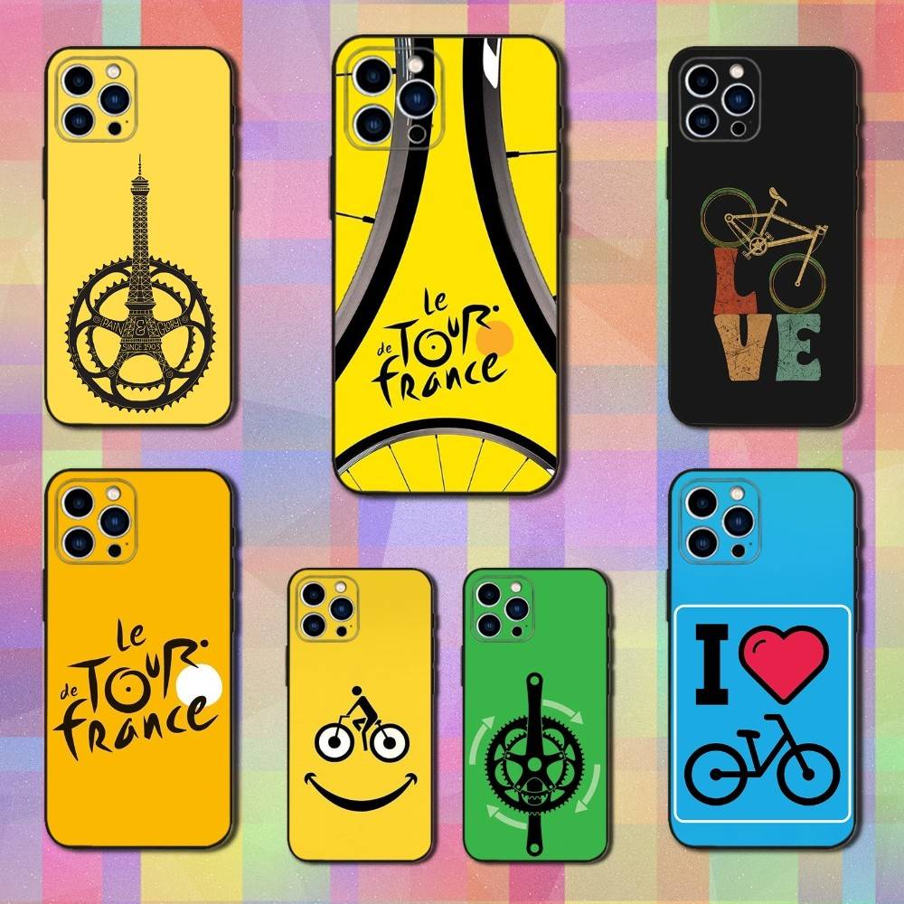 Чехол из мягкого силикона черного цвета с изображением велосипеда TOUR DE France для iPhone 12,16,11,14,15,17,13,X,Mini,SE,XS,Plus,Pro Max,8,7,XR
