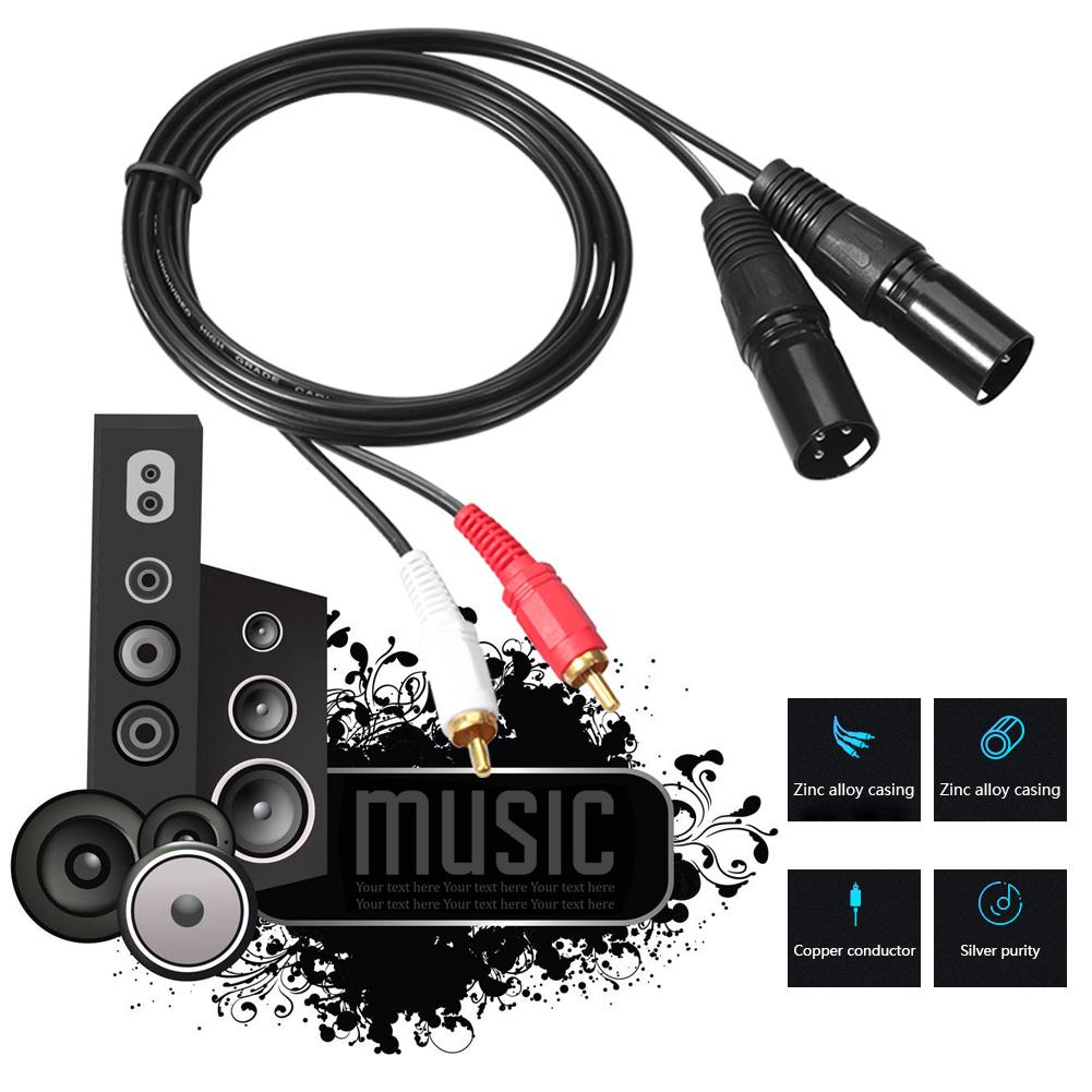 2 RCA Папа - Двойной XLR Папа Аудиокабель Черный HIFI Стерео Аудиокабель для Микрофона Микшера Усилителя для Наушников