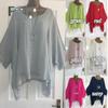 Женская рубашка с нерегулярными рукавами и подолом, модный однотонный повседневный топ с круглым вырезом, большие размеры