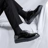 Glossy Leather Men Sneakers Fashion Upscale Luxury Casual Board Shoes Black Brogues Lace Up Casual Shoes Flats Zapatillas Hombre