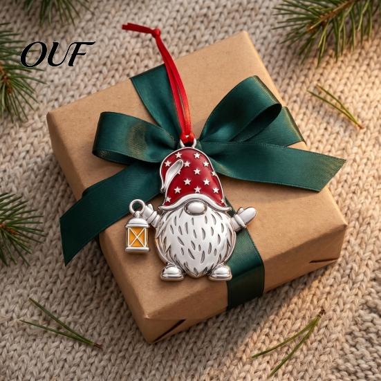 Holiday Gnome Decorations Christmas Ornament, Red Hat Festive Hanging Winter Home Decor, Metal Faceless Dwarf Ornament for Xmas Tree Ornaments