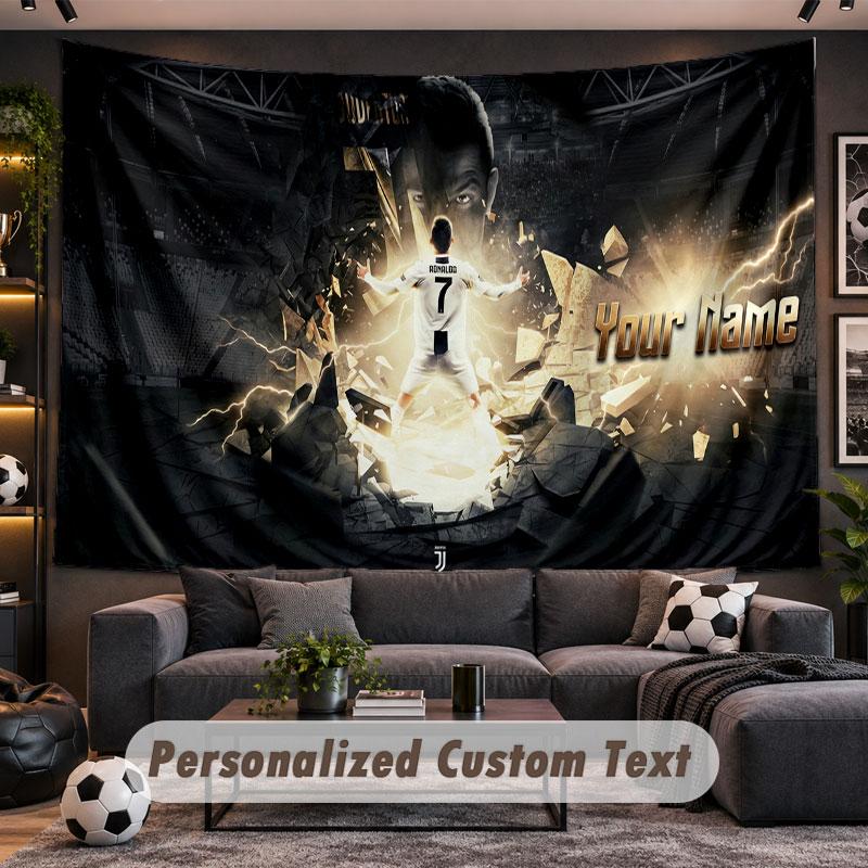 Wall Hanging Tapestry Custom NameCristiano Ronaldo Pattern Personalized Printed Fabric Wall Decor