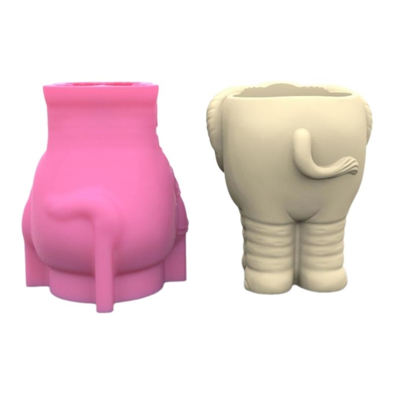 3D Elephant Flower Pots Mold Epoxy Resin Molds Pen Holder Candle Holder Cement Planter Silicone Mould Home Decorations