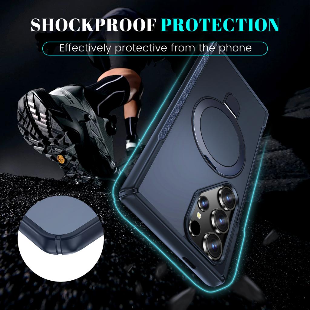 For Samsung Galaxy S23 Ultra Case with Magnetic Kickstand TPU+PC Anti Drop Phone Cover