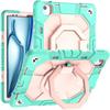 IPad Air 13-inch M3 M4 Case With 360 Rotating Stand Shockproof PC Silicone Hybrid Cover Hand Strap Carry Handle