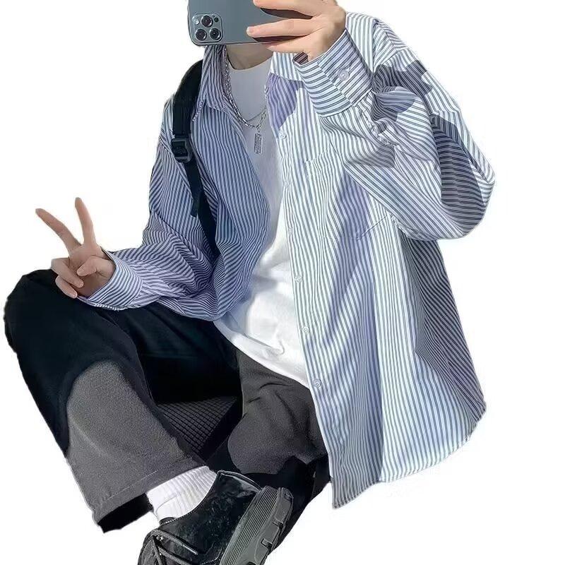 2024 Повседневная рубашка с длинным рукавом Ins Свободная рубашка Мужская летняя тенденция Универсальная повседневная куртка