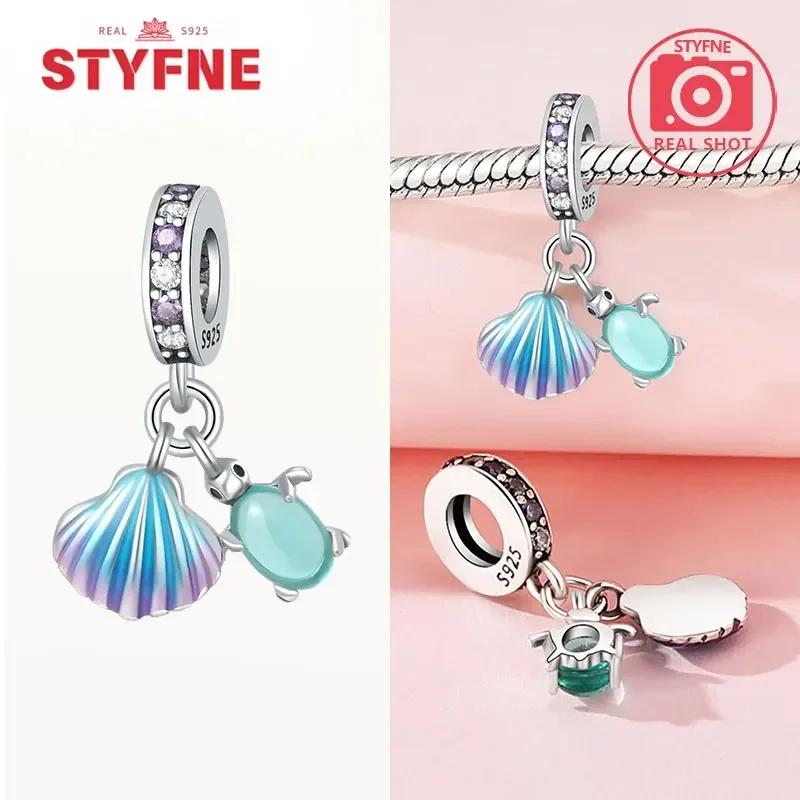 Женский браслет DIY Изысканные ювелирные изделия Подарки Оригинальные шармы Бусины Медь Морская серия Синяя черепаха Морская звезда Ракушка Подвески
