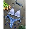 Сексуальный сине-белый фарфоровый принт Комплект бикини Женский купальник Купальный костюм из двух частей Бразильские бикини