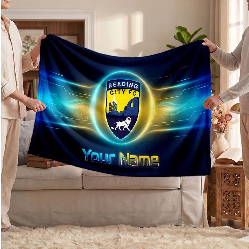 Reading FC Personalized Fleece Blanket With Football Logo, Custom Name Text Soft Warm Home Throw Blanket