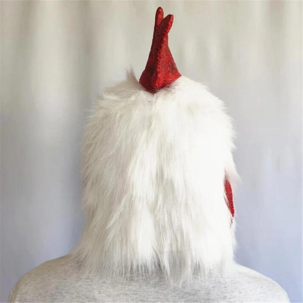 Headgear Props Rooster Mask Plush Chicken Head Latex Mask Rooster Cosplay Props White Latex Rooster Party Mask Prop Mad Chicken