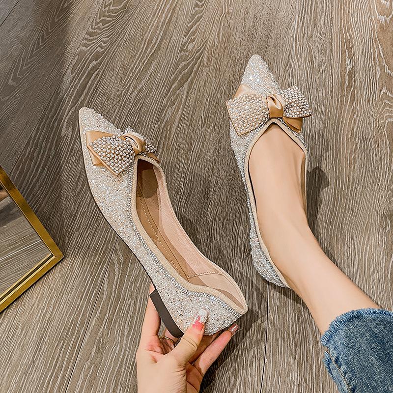 New Shoes for Women Spring Summer Ladies Bowknot Loafers OL Slip-on Leather Casual Shoes Plus Size 35-43