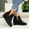 Women's Slope Heel Cotton Boots Winter New Round Head Sleeve Anti-slip Wear-resistant Short Boots