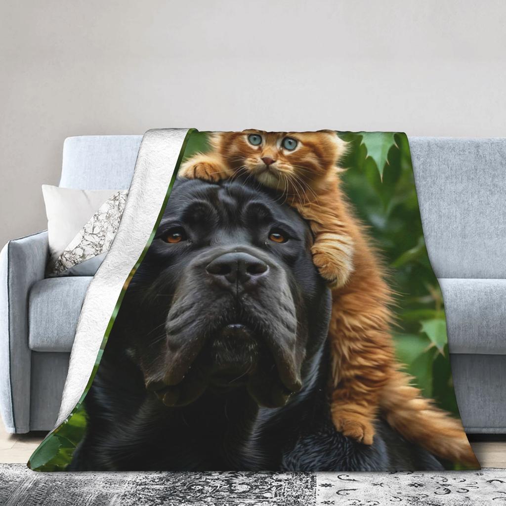 Funny Dog Selfie Flannel Blanket Winter Super Soft Throw Blanket for Girls Boys Outdoor Comfortable Bedspread Sofa Bed Cover