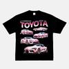 2024 RWB Car Black and White Short Sleeve JDM Car Culture T-shirt Hip Hop American Small Neckline Hiphop Top Vintage